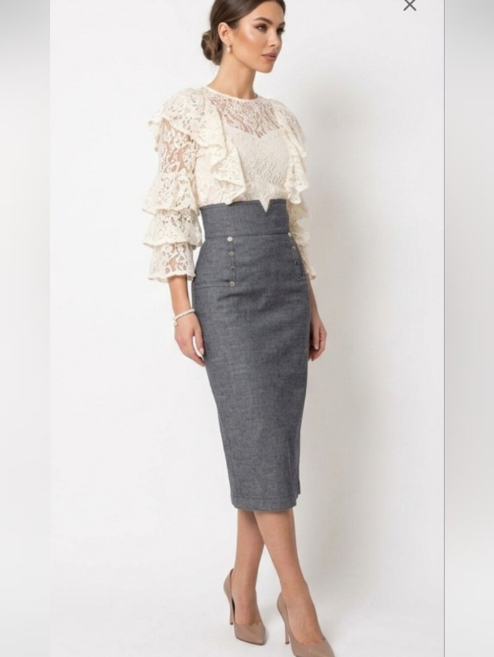 Tulle Vintage High Waisted Pencil Skirt (S)